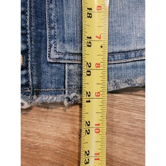 VTG GUESS Denim Jacket Women's Distressed Blue Sz M Gold Buttons Y2k Streetwear - Picture 11 of 12
